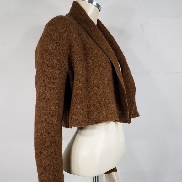 Peruvian Connection brown 100% Royal Alpaca bolero cardigan ladies Small - Picture 3 of 7
